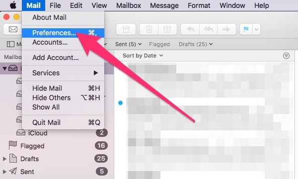 change default email for mac